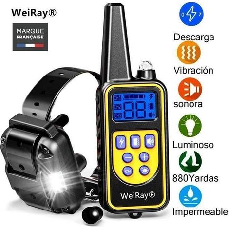 Collier Electrique d 'Entraînement de Chien, WEIRAY - Collier de Dressage Télécommande Etanche et Rechargeable 800m (1/4)