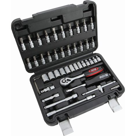 Clés à douille DEDRA CRV 46 pièces 1/4"" - Jeu complet en coffret