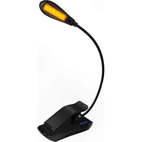 Lampe de lecture rechargeable ambrée - Lampe de lecture à 7 LED avec 3 niveaux de luminosité pour la lecture au coucher, bleu et noir SZRH A-R2692 (1/5)