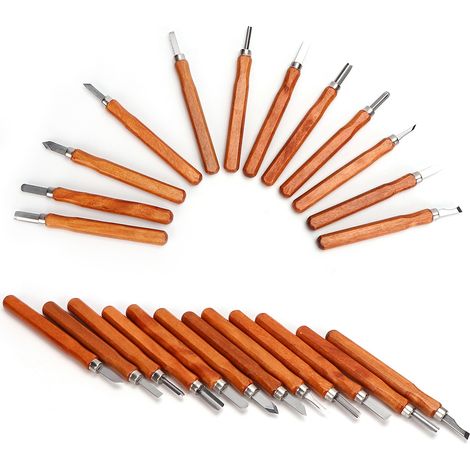 Ensemble de 12 couteaux à sculpter en imitation acajou pour le travail du bois et l'industrie (1/5)