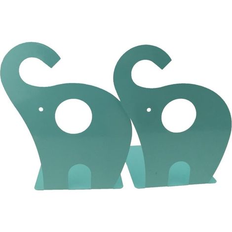 Serre-Livres en métal antidérapant avec Motif éléphant de Dessin animé (Bleu Vert) (1/4)