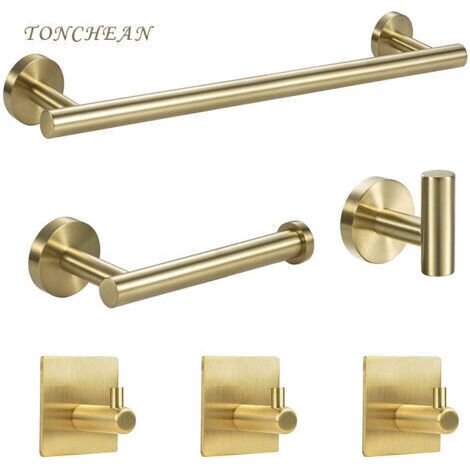 Set portasciugamani da 6 pezzi, portasciugamani da bagno, ganci per asciugamani, staffa a parete in acciaio inox argentato, anelli e barra per asciugamani.