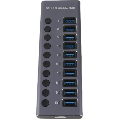 Hub USB 10 ports 5 Gbit/s Plug and Play, adaptateur multiport USB-C, station d'accueil USB-C pour PC de bureau, prise UE 100-240 V (1/5)