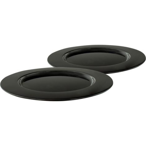Aluminium 33 cm Dekotablett schwarz - 2er Set - Kerzenteller Deko Schale Servier Teller Geschenk Tablett