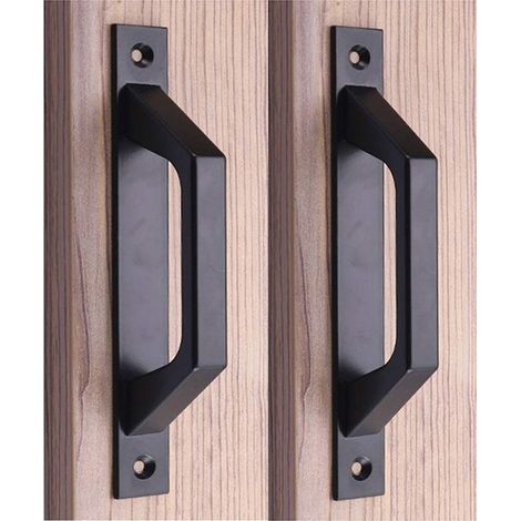 Poignées de porte en alliage d'aluminium, noir, balcon, chambre à coucher, cuisine,quincaillerie de porte, 2 pièces (1/5)