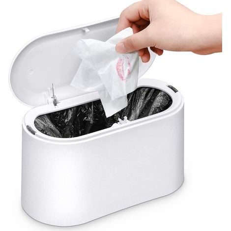 Mülleimer Kleiner Mülleimer mit Sensor Robust Abfalleimer für die Arbeitsplatte Mini-Mülleimer Schreibtisch Tischmülleimer Recycling-Mülleimer Weiß (1/5)