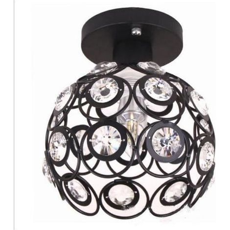 Moderne Industriel Plafonnier Noir Métal 20cm, Style Lampe Cristal DIY Lustre pour Salon Chambre Café Bar (1/4)