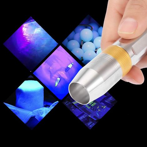 Lampe torche ultraviolette UV blanche et jaune à 3 couleurs pour test d'argent en jade (1/5)