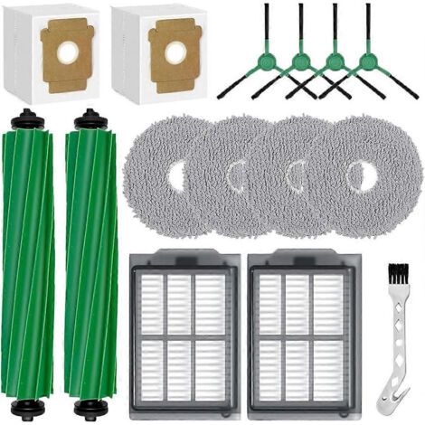 Kit d'accessoires de rechange pour aspirateur iRobot Roomba Plus 505/405 : brosse principale, filtre et sac de nettoyage.