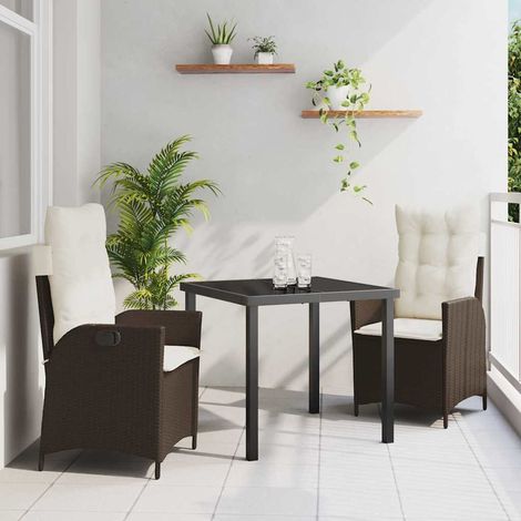 Ensemble de salle à manger pour jardin 3 pcs-Salon de jardin Marron polyrotin 849386 (1/5)