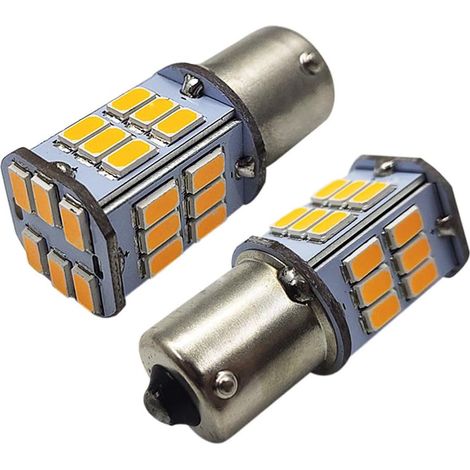 Lot de 2 Ampoules LED BAU15S 6V Jaune, 30SMD 5630 600LM Sans polarité, Ampoule Clignotant Moto, Feux de Signalisation pour Véhicule Ancien et Cyclomoteur