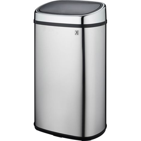 Poubelle de cuisine push 58L en acier Inox avec cerclage Ouverture par simple pression (1/5)