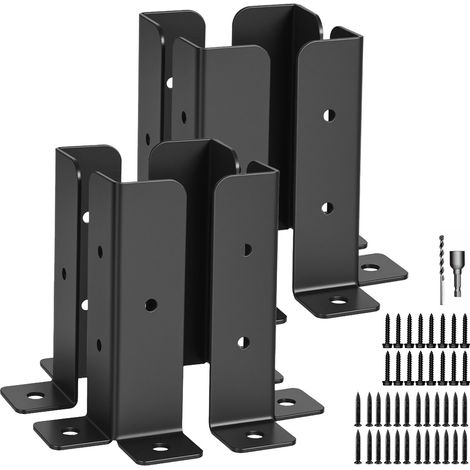 Traderight 8PCS Fence Post Base Brackets with Screws Metal Rustproof Support Kit