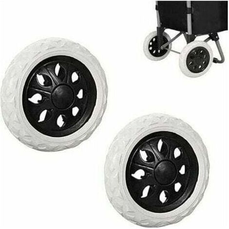 2 Replacement Shopping Trolley Wheels - Rubber - Plastic Trolley Wheels with Foam - Black Hot Design - For Shopping Trolleys and Carts (1/4)
