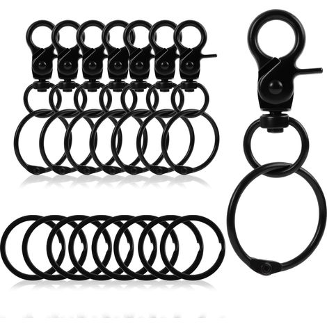 8 Pcs Mousqueton Pivotant à 360 ° - Mousqueton Peint en Métal pour Laisse pour Chien, Porte-Clés, Sac à Dos - Sécurité anti-Torsion - Noir (1/5)