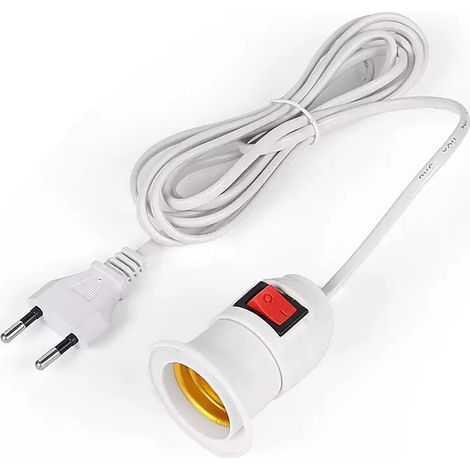 Douille à vis E27 standard européenne avec interrupteur et cordon d'alimentation suspendu de 4 mètres - 10 A, 220 V