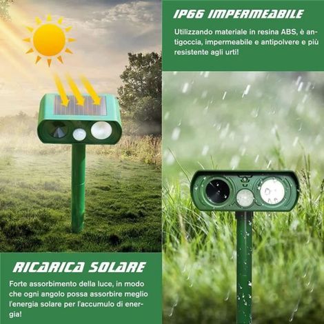 Répulsif à ultrasons pour chats - Bornes pour pigeons - Énergie solaire - IP66 - Extérieur (1/4)