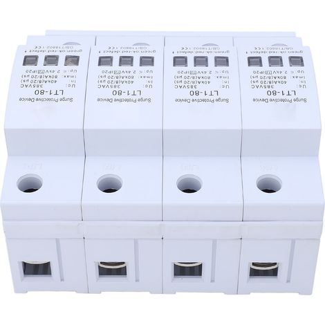 Parafoudre AC modulaire 4P 40-80kA 385V, dispositif de protection contre surtensions, conception ignifuge, réponse rapide, installation sur rail DIN, paratonnerre 4 pôles. (1/5)