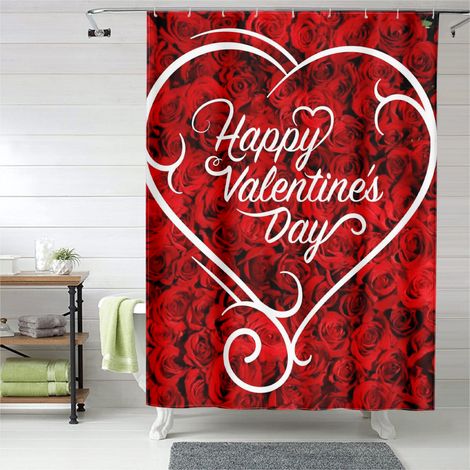 Rideau de douche motif amour romantique, cœurs artistiques, tissu imperméable, 150x180 cm (1/5)
