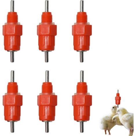 Eau Tetine Poulet Alimentateur Fournitures de Volaille Poule Vis dans le style 5.21.5cm Fontainebleau 6Pcs Rouge (1/5)
