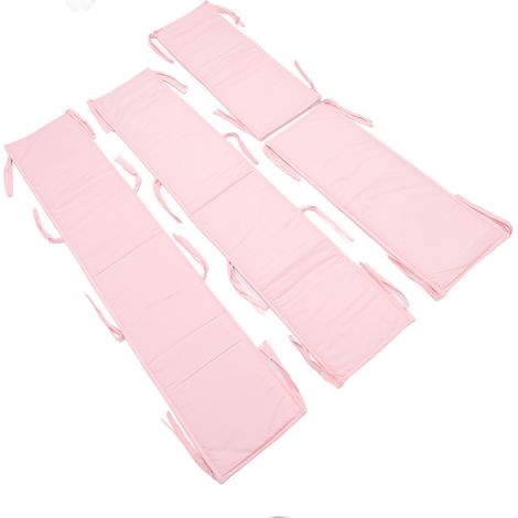 Lot de 4 tours de lit rembourrés pour berceau standard, protection anti-collision, couleur unie, doux et respirant, rose. (1/5)