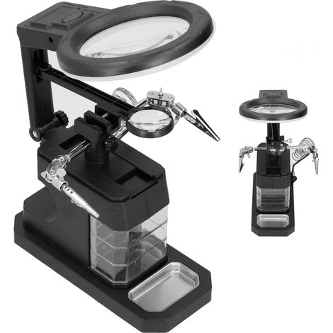 Lötstation mit Vergrößerungsglas, LED-Beleuchtung, Ständer und USB-Anschluss für Reparaturen (1/5)