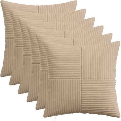Housse de coussin 6 pcs ALMELO Taupe 50 x 50 cm velours côtelé vidaXL