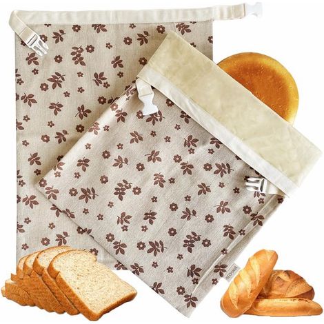 Set di 2 sacchetti per il pane in cera d'api, sacchetti per il pane riutilizzabili, sacchetti in cotone cera d'api, sacchetti per la conservazione, sacchetti per il pane, mantengono il pane fresco (1/5)