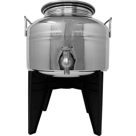 Fusto Contenitore 18/10 per olio e Liquidi Alimentari con Rubinetto girevole a 360° e valvola deflusso rapido e senza sprechi acciaio Made in Italy capienza da 2 a 50 litri - MISURA: 5 LITRI