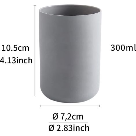 Tasse dentaire 2 pièces, porte-brosse à dents de salle de bain, tasse, tasse en plastique 300 ml deux gris (1/5)