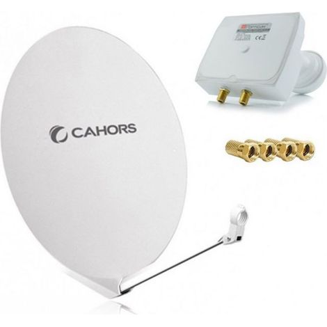 Parabole Satellite - CAHORS - SMC 80CM - LNB Monobloc Twin - 0,1dB - Blanche (1/3)