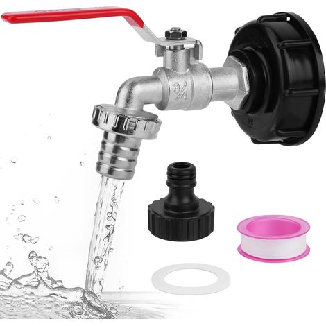 Raccords de réservoir IBC en laiton de 1,9 cm, robinet de citerne d'eau étanche avec connecteur de tuyau, valve de robinet de réservoir d'eau de 1000 L avec raccord de 1,9 cm, adaptateur IBC (1/5)