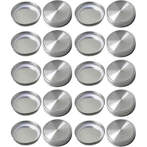 20 couvercles pour bocaux Mason, couvercles hermétiques pour boîtes Mason-7X7X1.5CM-Silver (1/2)