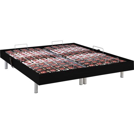 Rete relax doghe e 2x65 sospensioni deco in legno nero di DREAMEA - 2 x 80 x 200 cm - Motori OKIN