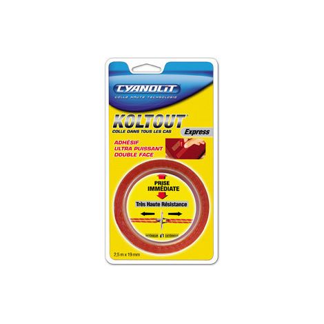 Cinta Adhesiva Doble Cara Koltout Express L.2.5 MX L.19 Mm KOLTOUT