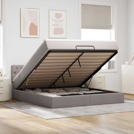 VidaXL Cadre de lit ottoman avec matelas taupe 160x200 cm tissu (1/5)