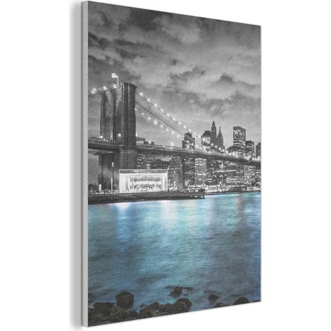 CUADRO ACÚSTICO Nueva York - Horizonte - Ciudad - Azul Cuadros de Pared 70x100 (1/5)