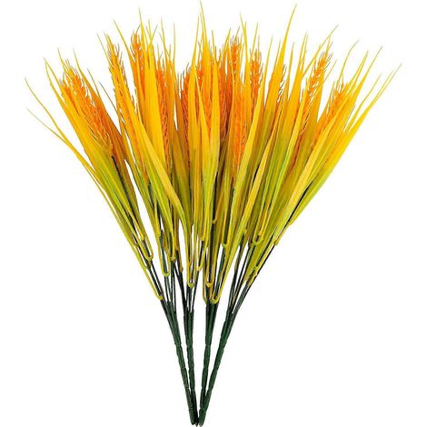 Lot de 4 plants de blé artificiels en plastique, arbustes verts, buissons suspendus (1/4)