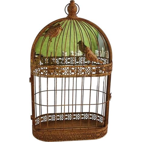 Garden Mirror Cage - Metal - L10 x W34 x H60 cm - Rusty