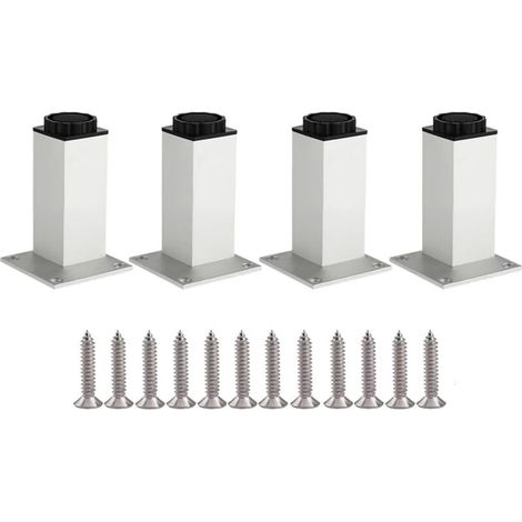 Pieds Régulables en Aluminium 10 cm pour Meubles Tables Canapés Chaises Armoires Argent (1/4)
