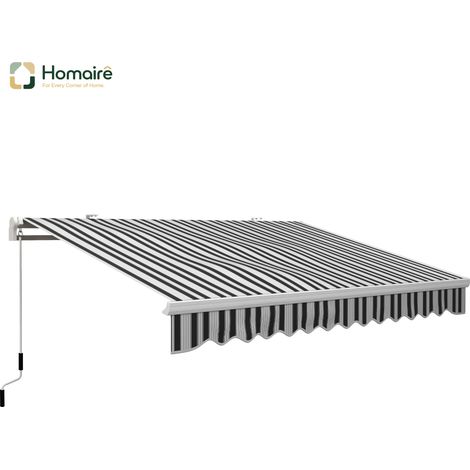 HOMAIRE Balkonmarkise UV-beständig Weiß+Blau mit Handkurbel für alle Oberflächen (1/5)