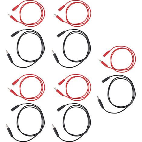 Lot de 5 cordons de test avec fiches bananes 4 mm, câble de connexion mâle-femelle 0,75 mm², cordon de test électronique (1/5)