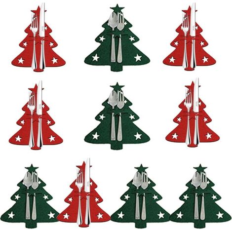 Service de table de Noël - Cadeaux et décorations pour les fêtes de famille (10 pièces, rouge + vert) (1/5)