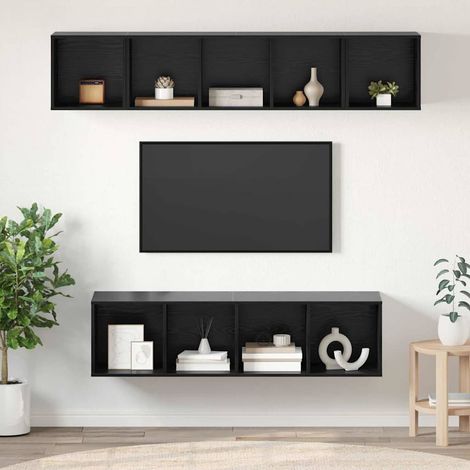 TV-Schrankset 4 pcs Schwarz Eichen-Optik Holzwerkstoff