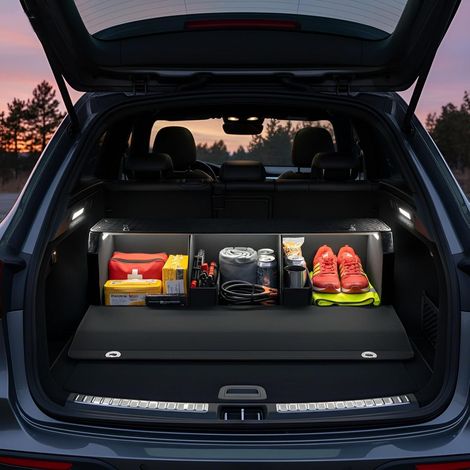 Car Storage Box with LED Light, Trunk Organizer (1/5)