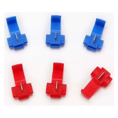 50 Pièces Cosse Electrique Connecteur Rapide, Connecteur Dérivation Auto-Dénudants Rapide, Scotch Verrouillage Connecteurs (25 Pièces Rouge, 25 Pièces Bleu)