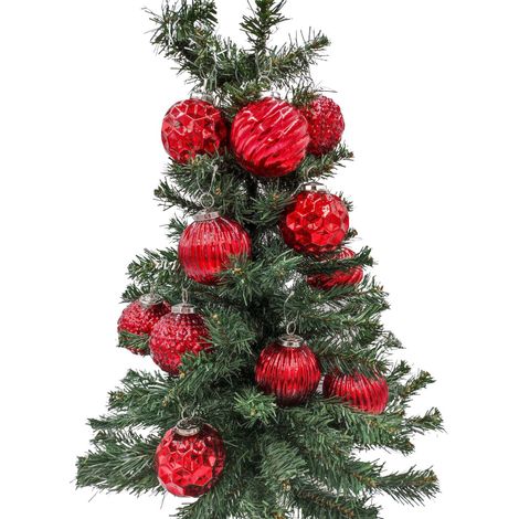 Glas-Weihnachtsbaumkugeln rot 12er-Set 8cm Christbaumschmuck Weihnachtsdeko (1/2)