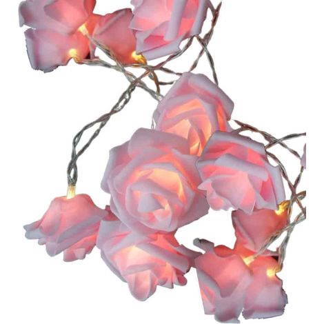 1 Guirlande lumineuse LED, rotin artificiel vert, rose et feuillage, décoration Noël, mariage, salon, jardin (1/5)