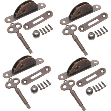 Lot de 4 verrous de meubles anciens, demi, finition durable (1/5)