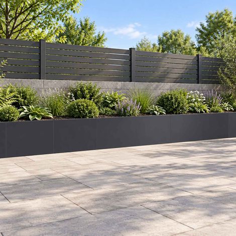 vidaXL Retaining Wall 6 pcs 60 x 12 x 30 cm Steel Anthracite (1/5)